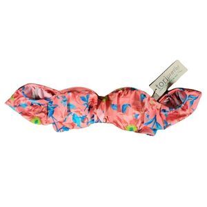 Tori Praver Floral Off-the-Shoulder Ruffle Bikini Top Sz XS